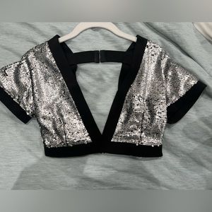 Black and silver crop top